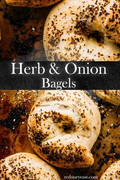 herb and onion bagels with poppy seed sprinkles