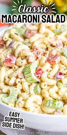 the macaroni salad is ready to be eaten