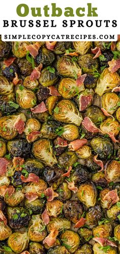 brussel sprouts with bacon and parsley in the middle, surrounded by other brussel sprouts