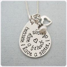 I Have a Sister Necklace- Hand Stamped Sister Quote, Metal Stamped Jewelry, Necklace Quotes, Sister Jewelry, Sister Necklace, Hand Stamped Necklace, Spoon Jewelry, Personalized Pendant, Friend Necklaces