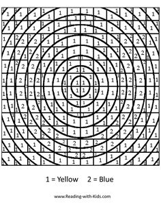 a coloring page with an image of a spiral in the middle and numbers on it