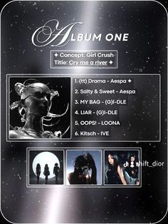 an album cover for the album album one, which features four different images and text