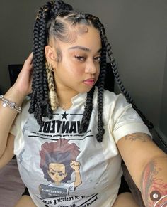 braided pony tail large knotless braids large braided pony tail Knotless Braids In A Ponytail, Knotless Braids Large, Aesthetic Outfit Plus Size, Braids In A Ponytail, Maxi Skirt Aesthetic, Fake Hair Braids, Braids Large, Large Knotless Braids, Outfit Inspo Plus Size