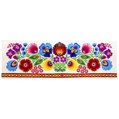 a decorative border with flowers and leaves on white background, suitable for wall hangings