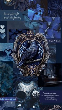 a collage of blue and black images with some writing on the bottom right corner