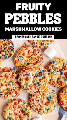 fruity pebbles marshmallow cookies with colorful sprinkles on top