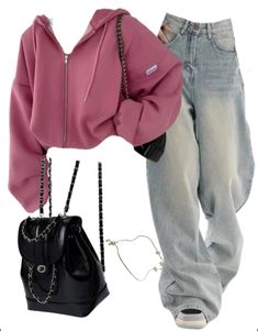 Title: Default Title Casual Pink Hoodie With Zipper Closure, Trendy Hoodie For School In Fall, Trendy Hoodie With Zipper Closure, Outfit Inspo Casual, Casual Day Outfits, Trendy Summer Outfits, Easy Trendy Outfits, Mein Style, Cute Everyday Outfits