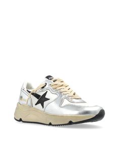 Find GOLDEN GOOSE DELUXE BRAND Running Sole Sneakers on Editorialist. silver-tone calf leather metallic effect panelled design front lace-up fastening branded heel counter signature star patch to the sides logo patch at the tongue round toe branded insole vulcanised-rubber sole Golden Goose Sneakers Camo, Golden Goose With Writing, Golden Goose Yeah Sneakers, Golden Goose Co Creation, Tone Calves, Sole Sneakers, Golden Goose Sneakers, Golden Goose Deluxe Brand, Golden Goose Shoes