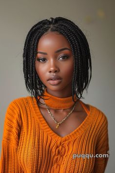 Bob Hairstyles For Black Women: Trendy Cuts for Elegant Looks - Puqqu Braids Hairstyles Box Braids, Hairstyles For Black Women Braids, Black Women Braids, Hairstyles Box Braids, Face References