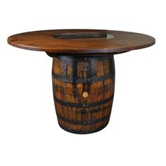 Whiskey Barrel Table Barnwood Dining Table, Table With Stools, Whiskey Barrel Bar, Whiskey Barrel Table, Live Edge Table Tops, Man Cave Furniture, Counter Stools With Backs, Oak Bar Stools, Barrel Bar