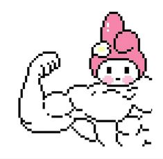 an image of a cartoon character with a pink hat on it's head and arms