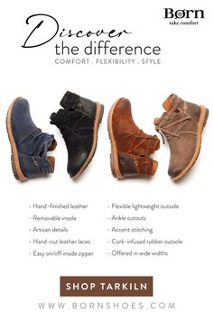 Discover the comfort of TARKILN >>> Handfinished touches truly transform this best-selling eclectic boot. Artisan details complement your every step in the TARKILN - from contrast stitching and ankle cutouts to the hand-cut leather laces. Shop TARKILN and more on bornshoes.com today. Take Comfort in Børn. Shoes And Boots, Born Shoes, Contrast Stitch, Cork Wedge, Leather And Lace, Fashion Boots, Cowboy Boots, Final Sale, Ankle Boot