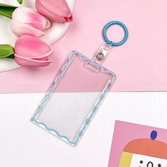 44761121194222 Trendy Blue Card Holder With Card Slots, Card Grabber, Postcard Display, Card Keychain, Acrylic Card, Acrylic Picture Frames, K Pop Idol, Bus Pass, Bus Card