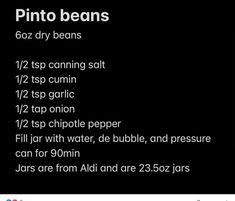 an advertisement with the instructions for how to use pinto beans on a black background