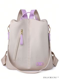 BagForLove - Stylish Beige Backpack with Studded Decor and Zipper Closure Beige Satchel Backpack With Zipper Closure, Beige Backpack With Zipper Closure For School, Beige Rectangular Backpack With Zipper Closure, Beige Softback Bag With Zipper Closure, Beige Softback Bags With Zipper Closure, Trendy Beige Backpack For Errands, Cream Shoulder Backpack With Zipper Closure, Beige Backpacks, White Space