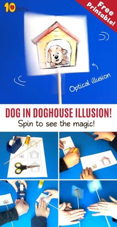 the instructions for how to make a doghouse illusion