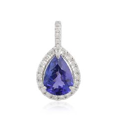 Natural Tanzanite H/SI Diamond Pear Pendant 18k White Gold Birthday Gift 1.84Tcw Gia Certified Pear Shaped White Gold Jewelry, Classic Pear-shaped Gemstones For Anniversary, Tanzanite Pendant, Pear Pendant, Tanzanite Diamond, Gold Birthday, Natural Tanzanite, Natural Earth, Gift Jewelry