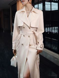 Elegant Nelly Trench Coat Chic Winter Outerwear For Brunch, Chic Fall Outerwear For Brunch, Elegant Winter Outerwear For Day Out, Trendy Winter Outerwear For Brunch, Elegant Fall Outerwear For Brunch, Beige Outerwear For Fall Brunch, Beige Outerwear For Winter Brunch, Dress Satin, Double Breasted Coat