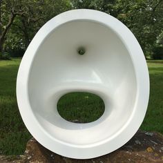 a large white object sitting on top of a rock