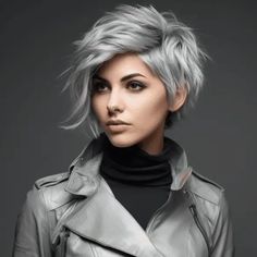 54 Trending Wolf Haircut Ideas for This Year Short Hair Haircuts, Haircut Ideas, Gray Hair, Grey Hair