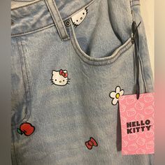 Would You Like To Own The Cutest Pair Of Jeans In The World? Lucky You, These Are Available!! These Are Hello Kitty Jeans (Also Were Sold At Hot Topic)!! Size 15, Cuffed At The Ankle. Adorable. Nwt. Mom Jean Fit. Sold In As Is Condition. Plus Size Hello Kitty, Sanrio Jeans, Hello Kitty Tracksuit, Kawaii Jeans, Hello Kitty Jeans, Hello Kitty Outfit, Sanrio Outfits, Sanrio Clothes, Sanrio Fashion