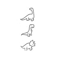 three different types of dinosaurs on a white background