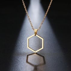 Hexagon pendant in 14k gold or .925 silver (optional).   Very nice and modern gift comes in pouch and box. Made by order. Please allow us to make and ship it in 2-4 weeks.  Gold chain priced for 18 inch and sliver chain for 18 inch. Hexagon Pendant, Honeycomb Necklace, Hexagon Necklace, Everyday Wear Jewelry, Geometric Pendant Necklace, Silver Anklets, Geometric Necklace, Geometric Pendant, Gold Jewellery Design