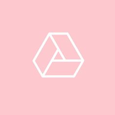 a pink background with white shapes on the left and right sides, including an inverted triangle