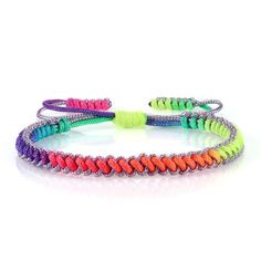 Fun Rainbow Rope Bracelet Styles! These fun-colored rope bracelets make excellent gifts! Available with purple accenting rope or blue acceting rope, plus a set for both types. Size Adjustable from 17cm - 27cm (6.5" - 10.5"). NOT SOLD IN STORES Get one for yourself or your friends/family.Bring luck to your whole family. VERY LIMITED STOCK! We sell out often. Consider buying two or more. Click "ADD TO CART" now to grab yours. * Please allow 2-4 weeks Shipping time (to be safe) for your item to reach you :) Product Details: Item Type: Rainbow Rope Bracelet Material: Wax Rope Length: Adjustable from 17cm - 27cm (6.5" - 10.5") Color Bracelets, Bracelet Styles, Woven Jewelry, Tibetan Bracelet, Rope Bracelets, Knot Braid, Colored Rope, Buddha Jewelry, Jewelry Purple