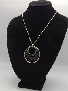 925 Silver and Black Rhodium Filigree Openwork Circles Pendant Necklace Item w#1024 Clean and in good condition  18 inches long with a Lobster claw clasp  5.2 grams 925 Silver Welcome to Westgate Jewels!! We specialize in vintage estate, designer, and fine jewelry. Our shop consists of items that are estate, antique, and / or vintage conditions unless otherwise noted. This means that most items are prior owned and may have some imperfections such as light scratches, scuffs, and / or patina. Our Circle Pendant Necklace, Geometric Necklace, Circle Necklace, Black Rhodium, Circle Pendant, Lobster Claw, Online Jewelry, Circles, Patina