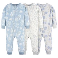 3-Pack Infant & Toddler Girls Blue Floral Footless Fleece Pajamas Cozy Long Sleeve Blue Onesie, Fitted Blue Onesie For Bedtime, Soft Fitted Long Sleeve Sleepwear, Fitted Long Sleeve Soft Sleepwear, Soft Fitted Onesie For Loungewear, Fitted Blue Sleepwear For Winter, Fitted Blue Winter Sleepwear, Soft Fitted Onesie For Bedtime, Rory Outfits