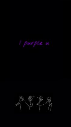 the words i purple are written on a black background