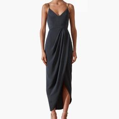 - Never Worn (Outside Of Try On Photo) - Perfect Condition - Shona Joy Midi-Length Cocktail Draped Tulip Hem Dress In Grey - 100% Polyester - Hand Wash Cold - Partially Lined - Pleated Front Detail - Hidden Back Zipper Closure - Asymmetrical Tulip Hem - Size 2 (Usa) - 5 (Aus), 34 (Eur) Pre-draped V-neck Maxi Dress For Cocktail, Pre-draped Spaghetti Strap Formal Dress, Draped Maxi Dress With Ruched Bodice For Dinner, Pre-draped V-neck Dress For Date Night, Pre-draped Maxi Dress For Dinner, Ruched Pre-draped Dress For Date Night, Formal Pre-draped Slip Dress, Pre-draped Sheath Midi Dress For Cocktail, Formal Draped Slip Dress