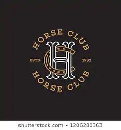 the horse club logo on a black background with gold and white colors, suitable for use as a t - shirt or other apparel