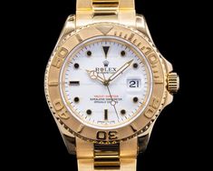 Rolex Yacht Master White Dial 18K Yellow Gold / Bracelet #Rolex #OysterPerpetualYachtMaster #Horology #Rolex16628 Boston Garden, Yacht Master, Rolex Yacht Master, White Dial