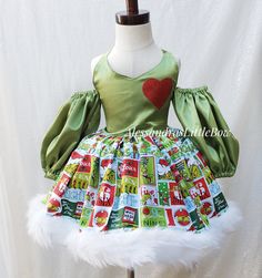 2021 Annual Grinch Design Christmas Pageant Wear, Grinch Outfit, Grinch Design, Cupcake Skirt, Baby Grinch, Pageant Wear, Girls Dresses Diy, Kids Christmas Outfits