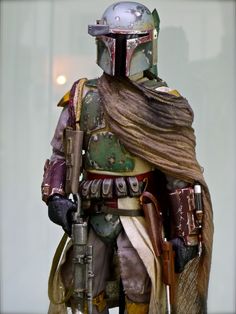 a star wars boba fett costume on display