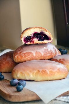 blueberry donuts stacked on top of each other