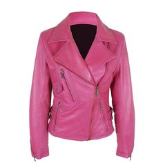 Slim Fit Biker Pink Real Leather Jacket Womens. This jacket is for those who love to wear slim outfits & and also who ride the motorcycle. Material: Premium Quality Faux & Real Sheepskin LeatherLining: PolyesterColour: PinkPocket: Two Inside & Three OutsideAccessories: Original YKK'sFastening: ZipperCare: Dry-Clean onlySuitable For All SeasonsStyle: Slim Fit / Biker Hot Pink Leather Jacket, Hot Pink Blazers, Pink Leather Jacket, Zippers Fashion, Puffer Jacket Women, Real Leather Jacket, Pink Blazer, Biker Style, Winter Coats Women