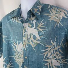 Cooke Street | Shirts | Vintage Cooke Street Hawaiian Aloha Shirt Mens L Teal Cotton Reverse Print Egret | Poshmark