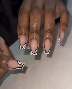 Medium Abstract Nails, Abstract Tip Nails, Abstract French Tip Nails Square, Abstract Lines Nails, Abstract Square Nails, Reception Nails, Medium Freestyle Nails, Simple Abstract Nails, Abstract French Tip Nails