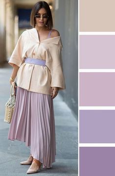 Всё о цвете и сочетании (Lookcolor) Dress Trending, Peach Clothes, Fashion Show Poster, Business Casual Fall, Best Winter Outfits, Pleated Skirt Dress, Modesty Outfits