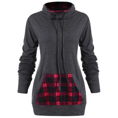 Cowl Neck Plus Size Plaid Panel Sweatshirt - Carbon Gray - 4U85565916 - Women's Clothing, Plus Size Women's Clothing  #PlusSizeWomensClothing #Women's #Clothing # #Plus #Size #Women's #Clothing Spandex Shirts, Rayon Shirt, Plus Size Outerwear, Plus Size Hoodies, Clothing Plus Size, Sweatshirts Pattern, Trendy Plus Size Clothing, Plus Size Womens Clothing, Fashion Pattern