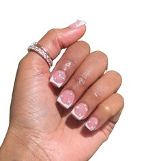 Rarity – The Nail Engineer French Tip Acrylic Nails Pearls, Square French Tip Acrylic Nails With Pearls, Short Acrylic Full Set, Nails For Nine Year Olds Short, Valentines Day Nails Short Acrylic, French Shorties Nails, Petite Acrylic Nails, Fingertip Length Nails, Cute Nails With Pearls