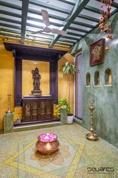 the interior of a house with decorative decorations