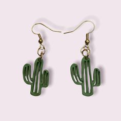 Boho-style cactus earrings with 18k gold plated earring hooks and jump rings. Hypoallergenic earrings. Very lightweight. Boho Cactus, Cactus Earrings, Hypoallergenic Earrings, Earring Hooks, Gold Plated Earrings, Jump Rings, Cincinnati, Boho Style, Hippie Boho