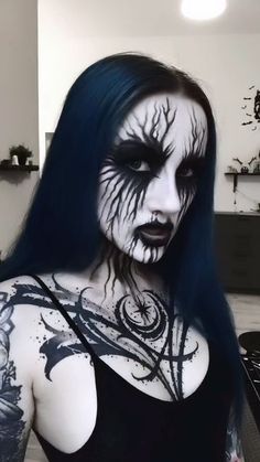 Blue Astrid, Haunt Makeup, Corpse Paint, Halloween Looks, Makeup Designs, Fall Decorations, Makeup Inspo, Haunted House, Black Metal