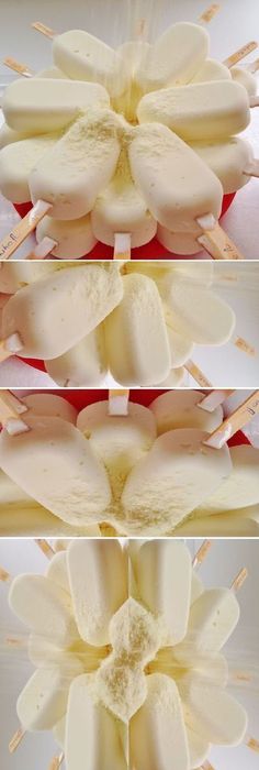 four pictures show the process of making marshmallows