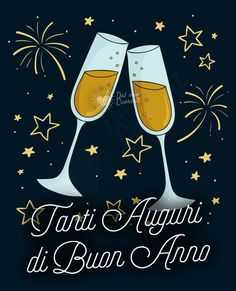 Tanti auguri di buon anno (vintage) Video Gif, Merry Xmas, Christmas And New Year, Happy New Year, Wine Glass, Alcoholic Drinks, Happy Birthday, Tableware, Birthday