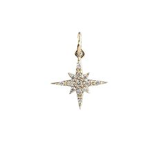 * One starburst charm (choose between small or large) * Charm only (chain not included) * Small charm size: approx. 7.5x9mm, 0.04ctw * Large charm size: approx. 13x16mm, 0.14ctw * Ethically sourced solid 14k gold and gemstone * Packaged in a recyclable kraft jewelry box Diamond Starburst Jewelry With Star Charm, Starburst Diamond Jewelry With Star Charm, Diamond Jewelry With Starburst Star Charm, Diamond Jewelry With Star Charm, Starburst Pendant, Diamond Gift, Small Charms, Diamond Star, Diamond Charm